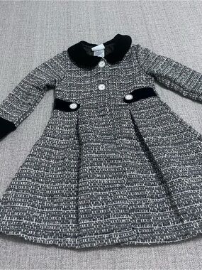 Blueberi Gold Black Velvet Trim Tweed Coat Size 3T. NWT